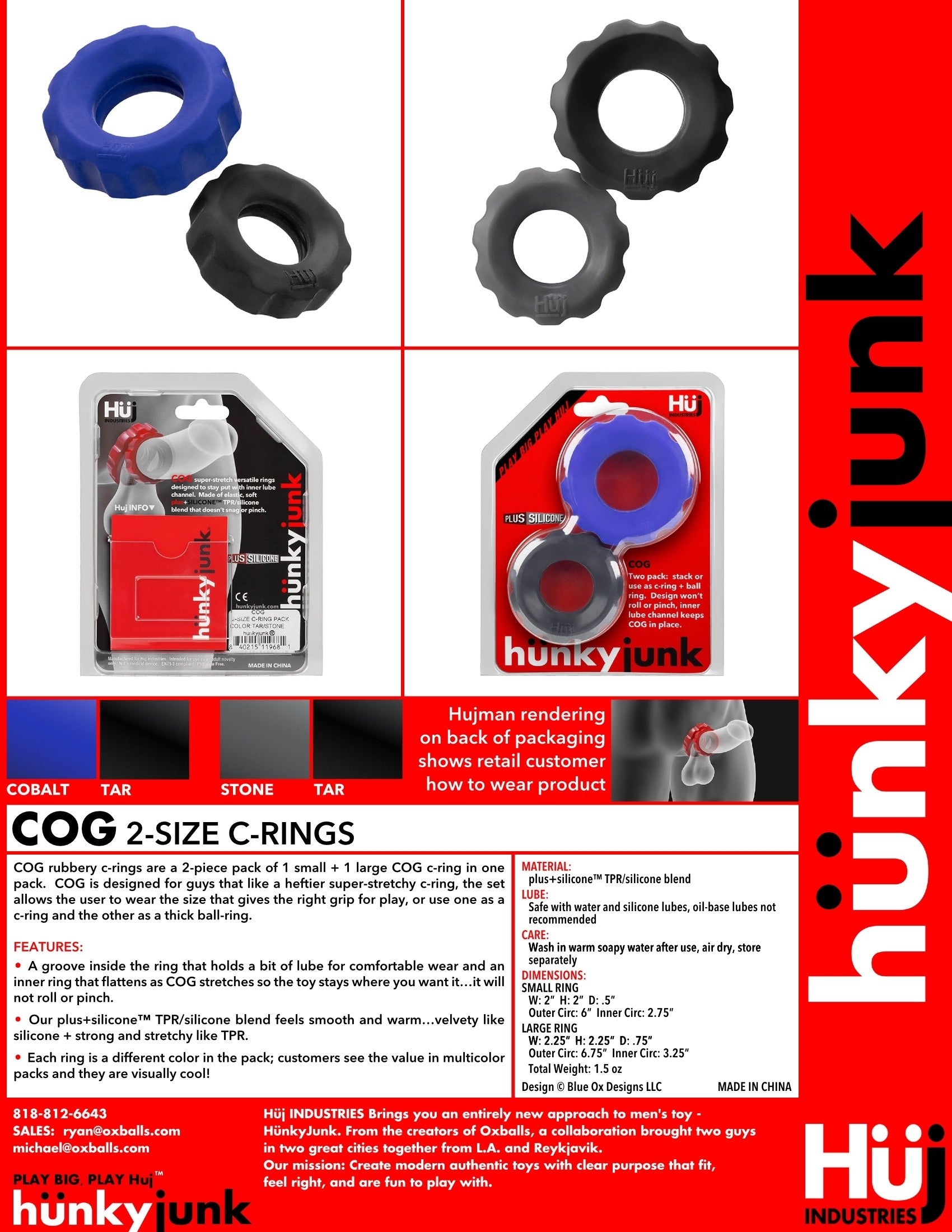 Hunkyjunk Cog 2-size C-ring Tar/stone