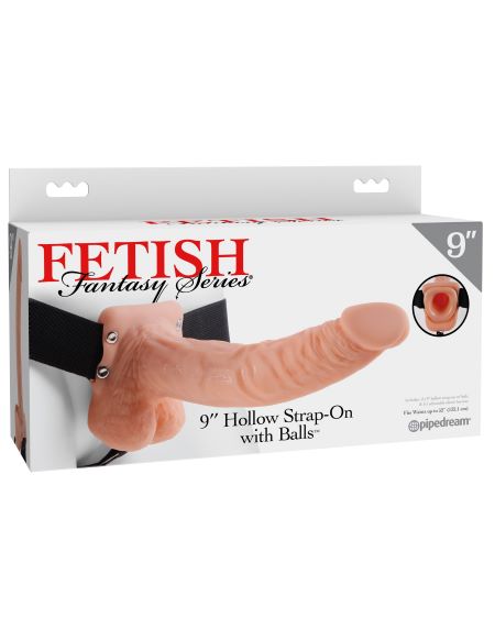 Fetish Fantasy 9 Hollow Strap On W/balls Flesh 