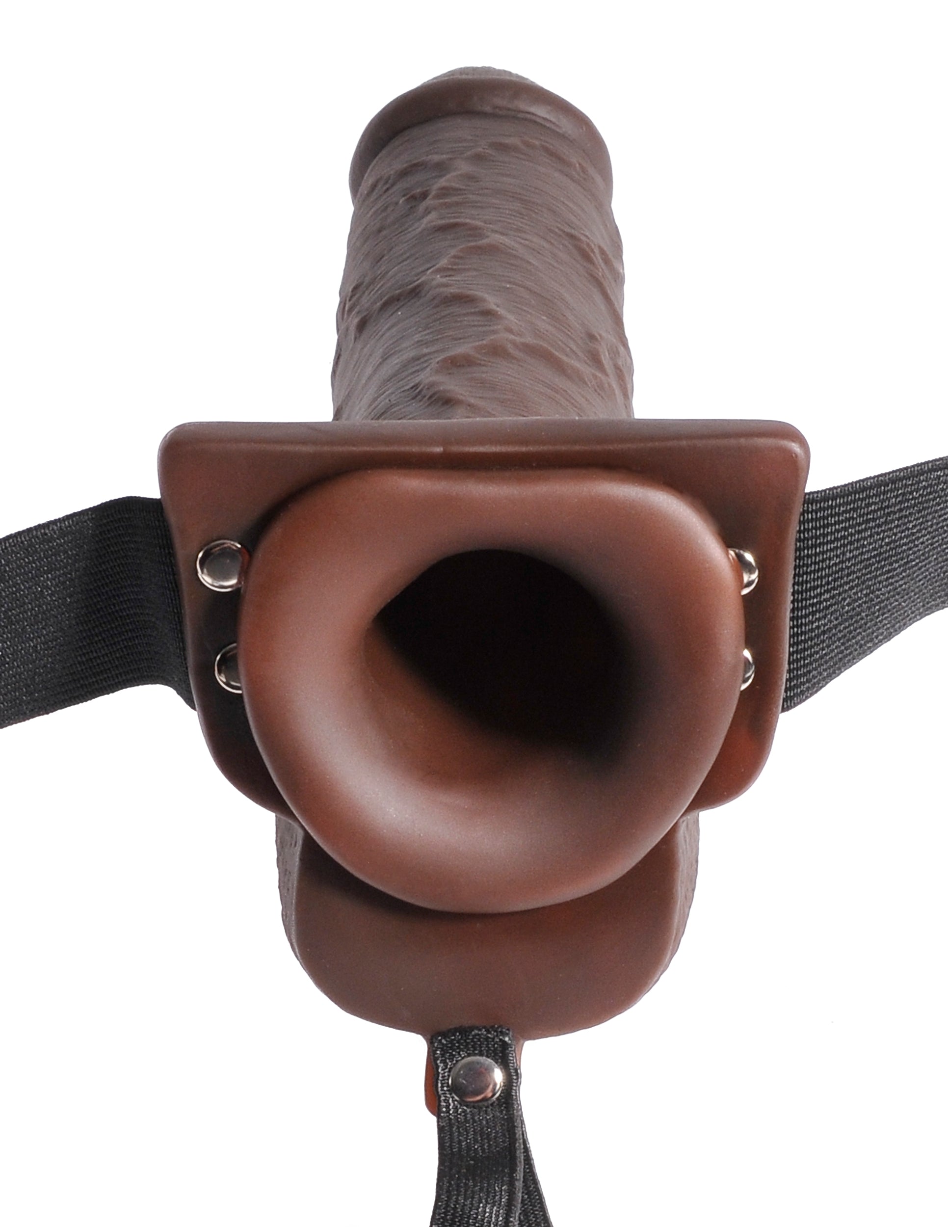 Fetish Fantasy 9 In Hollow Squirting Strap-on W/ Balls Brown
