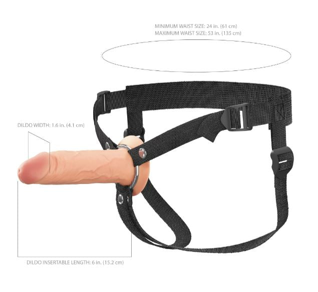 Fantasy X-tensions Elite 6in Silicone Hollow Strap-on Dual Density - Light