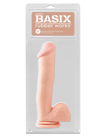 Basix Rubber Works 12in Dong W/suction Flesh