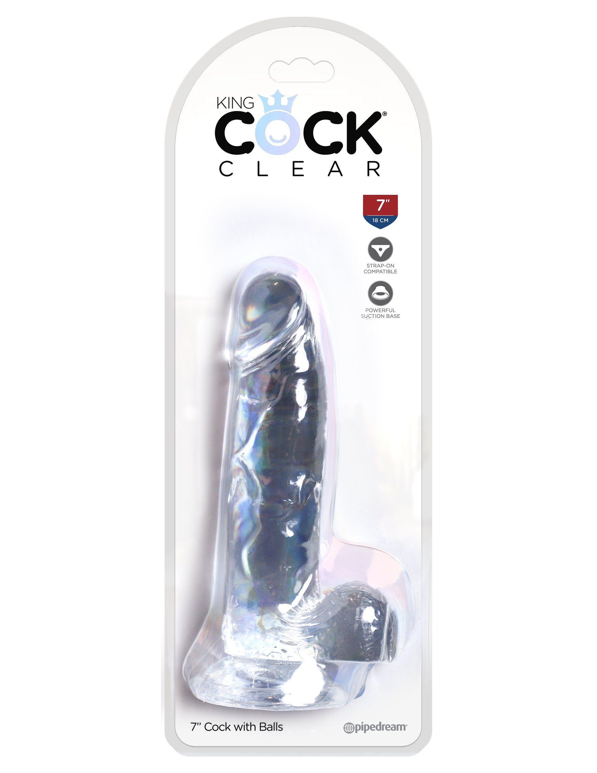 King Cock Clear 7 In Cock W/ Balls