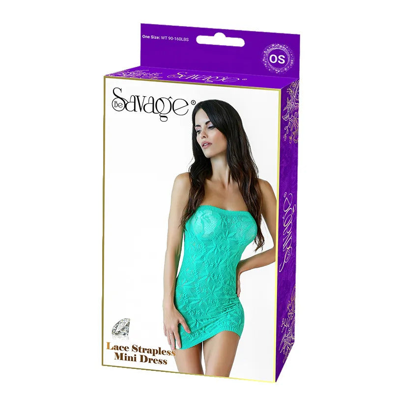 Lace Strapless Mini Dress Green