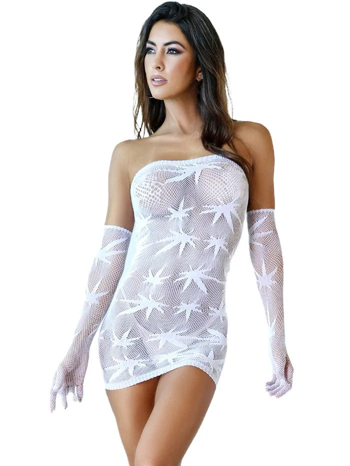 Sheer Keyhole Mini Dress White