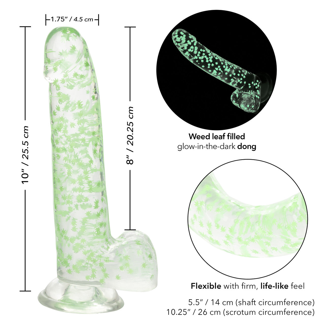 Naughty Bits I Leaf Dick Glow In The Dark Weed Leaf Dildo