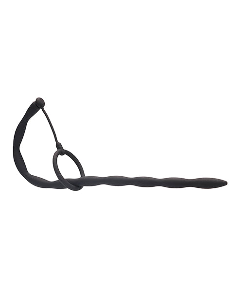 Silicone Plug & Cock Ring Set Urethral Sounding Black