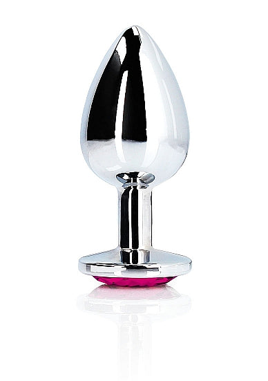 Heart Gem Butt Plug Medium Silver Rubellite Pink
