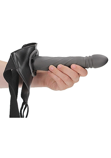 Ouch! Twisted Hollow Strap-on 8in Gunmetal