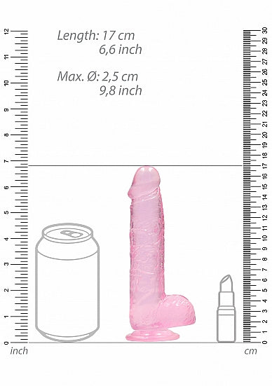 Realrock 6in Realistic Dildo W/ Balls Clear Pink