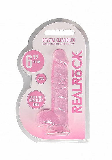 Realrock 6in Realistic Dildo W/ Balls Clear Pink