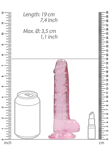 Realrock 7in Realistic Dildo W/ Balls Clear Pink