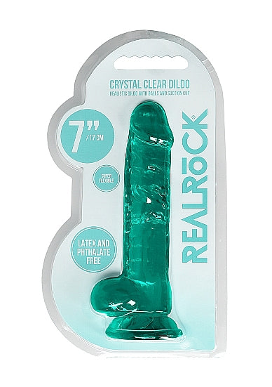 Realrock 7in Realistic Dildo W/ Balls Turquoise