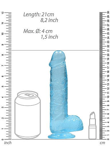 Realrock 8in Realistic Dildo W/ Balls Blue