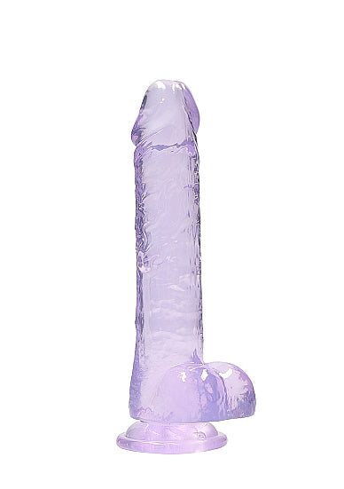 Realrock 8in Realistic Dildo W/ Balls Clear Purple