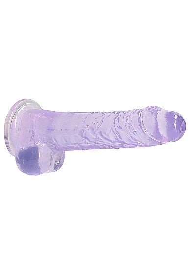 Realrock 8in Realistic Dildo W/ Balls Clear Purple