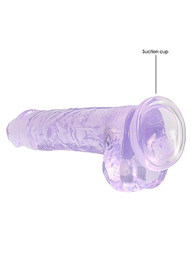 Realrock 8in Realistic Dildo W/ Balls Clear Purple