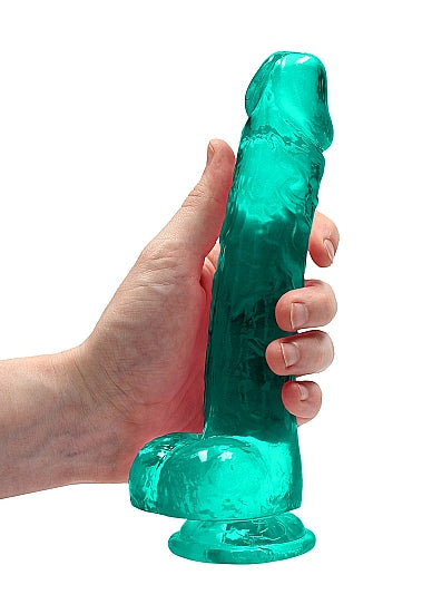 Realrock 8in Realistic Dildo W/ Balls Turquoise