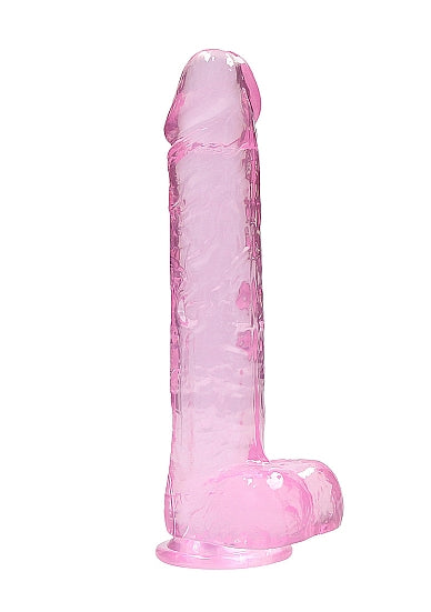 Realrock 9in Realistic Dildo W/ Balls Clear Pink