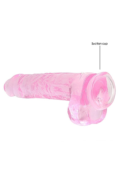 Realrock 9in Realistic Dildo W/ Balls Clear Pink