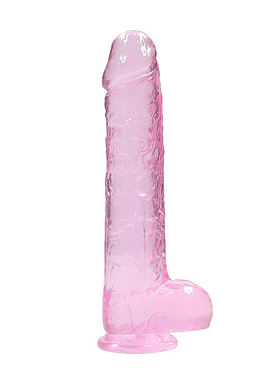 Realrock 9in Realistic Dildo W/ Balls Clear Pink