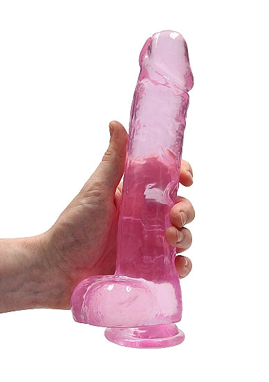 Realrock 9in Realistic Dildo W/ Balls Clear Pink