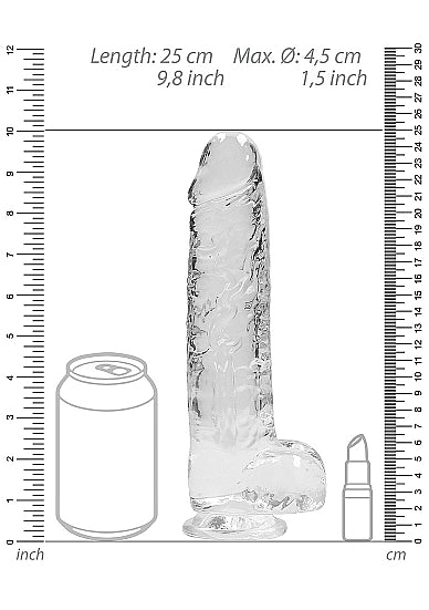 Realrock 9in Realistic Dildo W/ Balls Crystal Clear