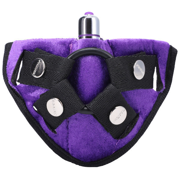 Velvet Vibrating Harness Purple