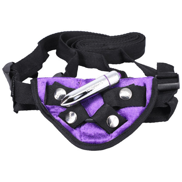 Velvet Vibrating Harness Purple
