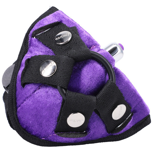 Velvet Vibrating Harness Purple