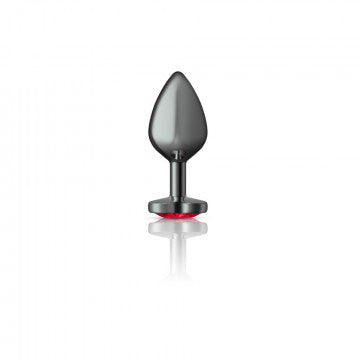 Cheeky Charms Heart Deep Red Medium Gunmetal Butt Plug