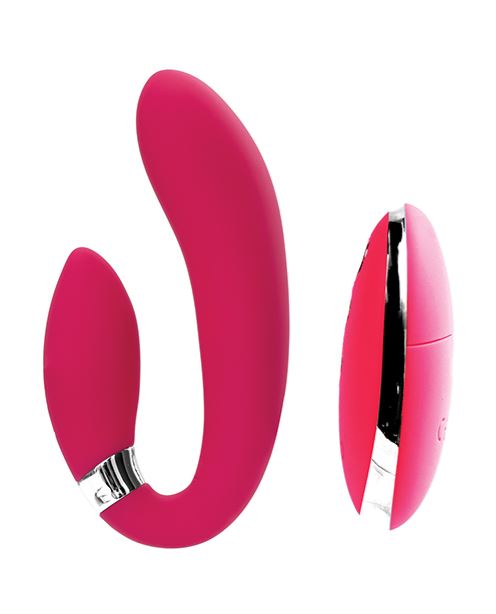 Jeni C-shaped Dual Motor Vibe With Remote - Pink
