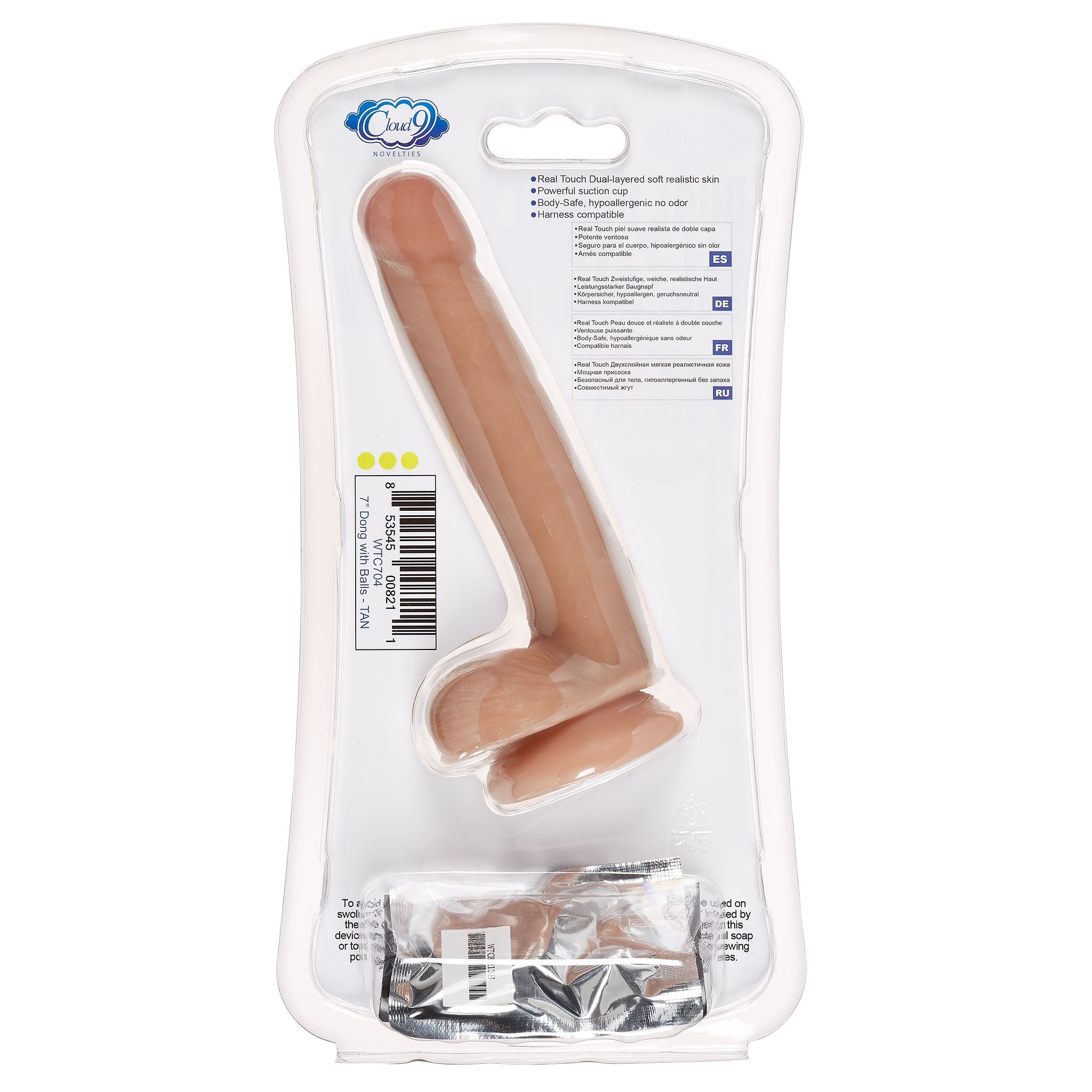 Cloud 9 Dual Density Dildo Touch 7in W/ Balls Tan/ Mocha