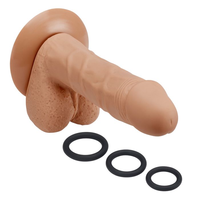 Pro Sensual Premium Silicone Dong W/ 3 C Rings Tan 6 