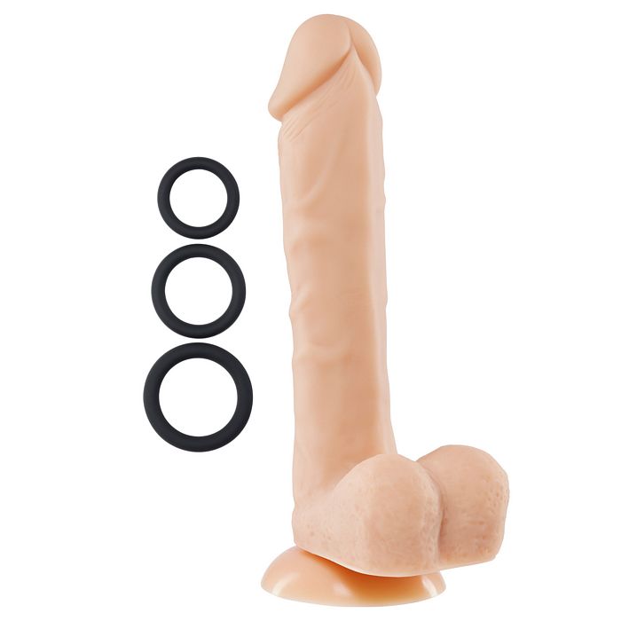 Pro Sensual Premium Silicone Dong W/ 3 C Rings Light 9 "