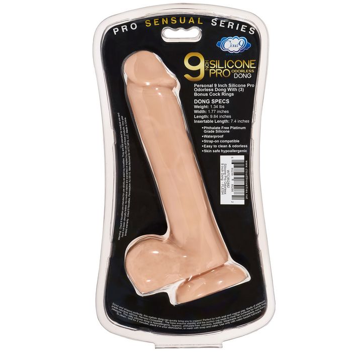 Pro Sensual Premium Silicone Dong W/ 3 C Rings Light 9 