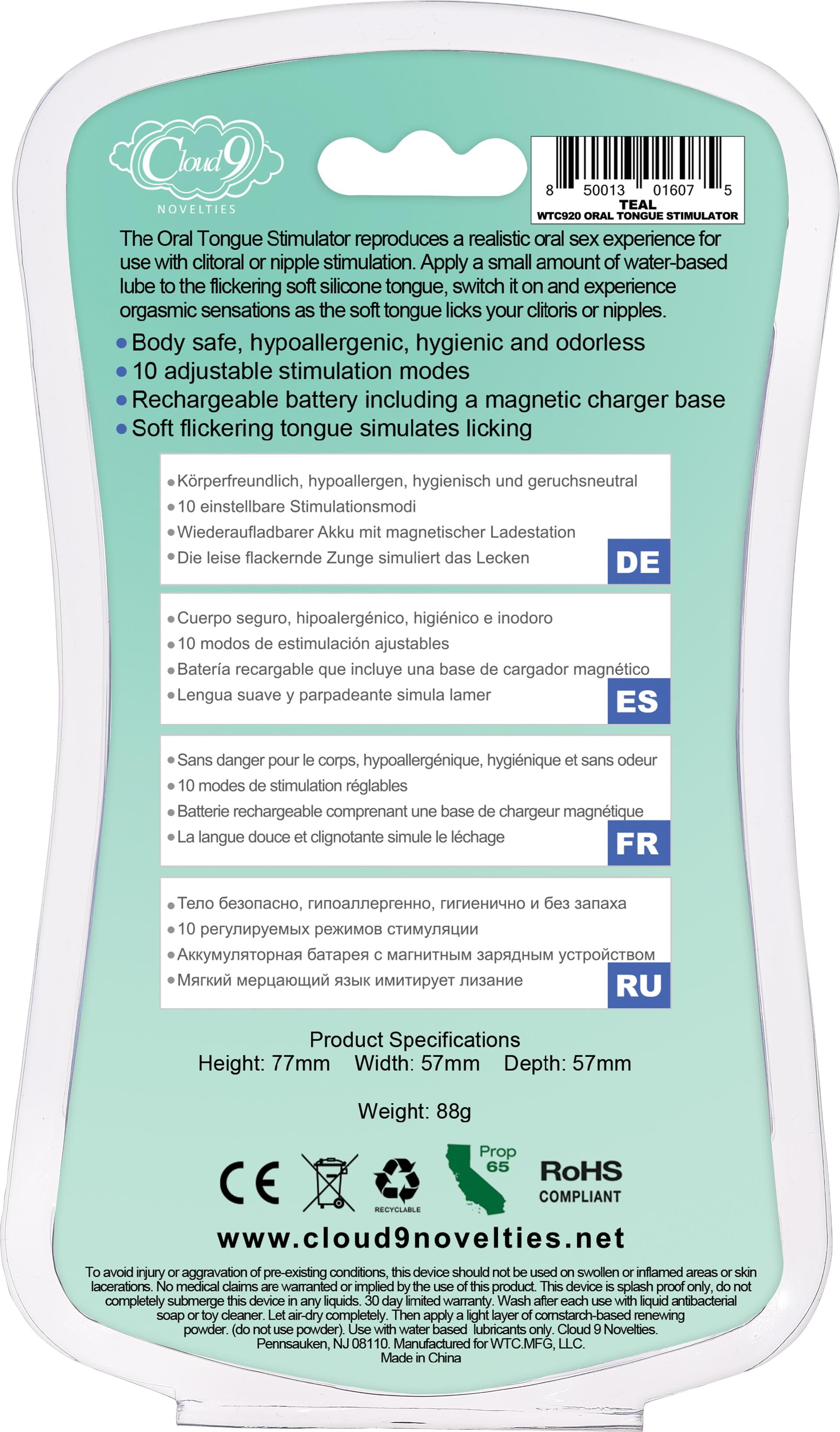 Cloud 9 Health & Wellness Flutter Oral Tongue Stimulator Teal