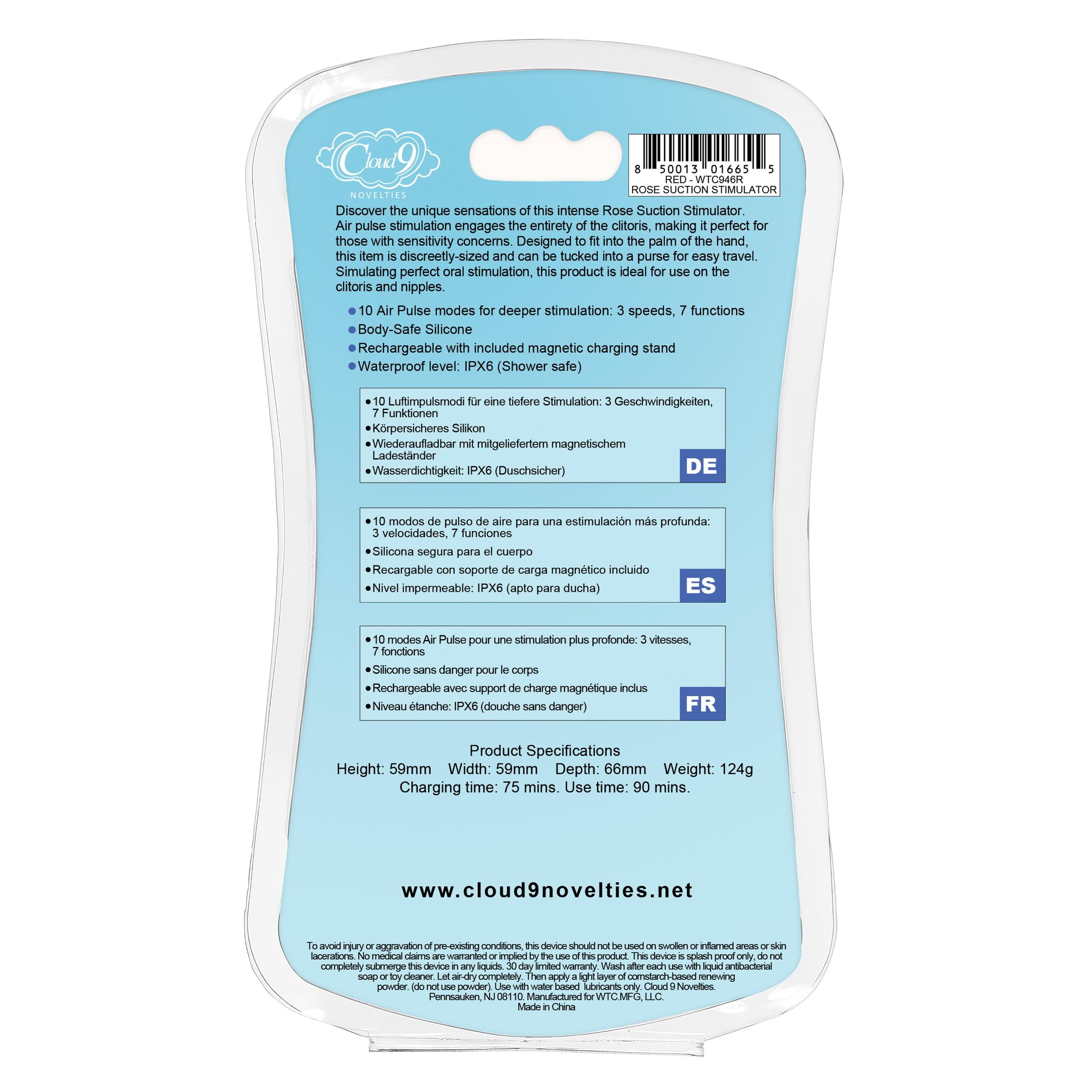 Cloud 9 Health & Wellness Rose Suction Stimulator Red