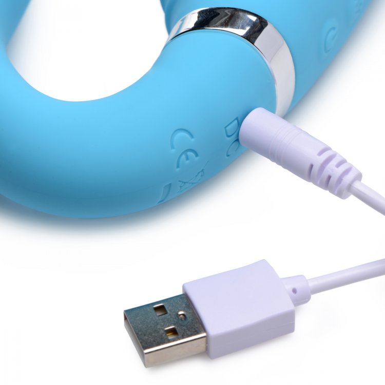 Strap U Mighty Rider 10x Vibrating Strapless Strap-on Blue