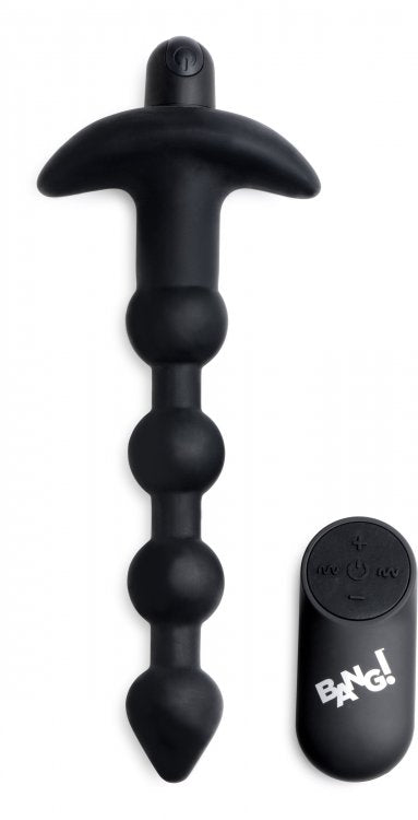 Bang! Vibrating Silicone Anal Beads & Remote Black