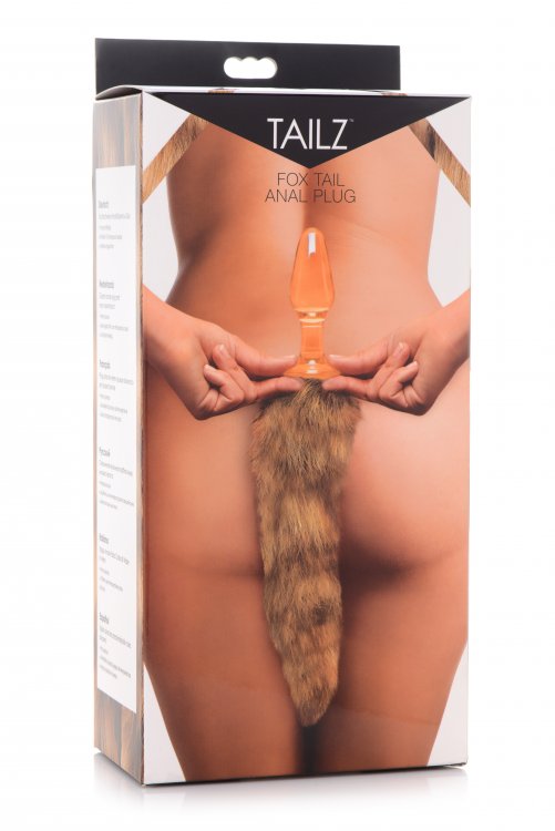 FRISKY ORANGE GLASS BUTT PLUG W/FOX TAIL