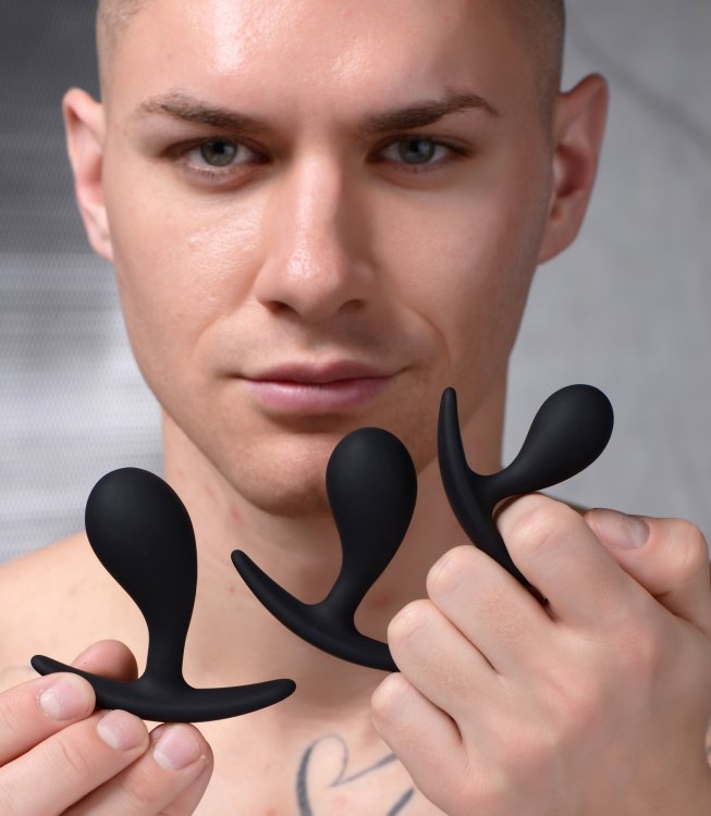 MASTER SERIES DARK DROPLETS 3PC CURVED ANAL TRAINER SET