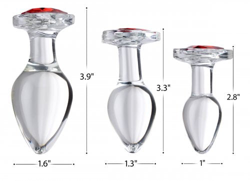 BOOTY SPARKS RED HEART GLASS ANAL PLUG SET