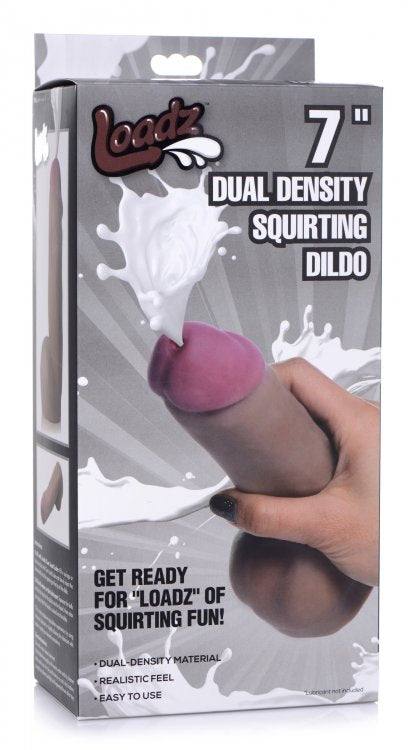 LOADZ 7IN DUAL DENSITY SQUIRTING DILDO DARK