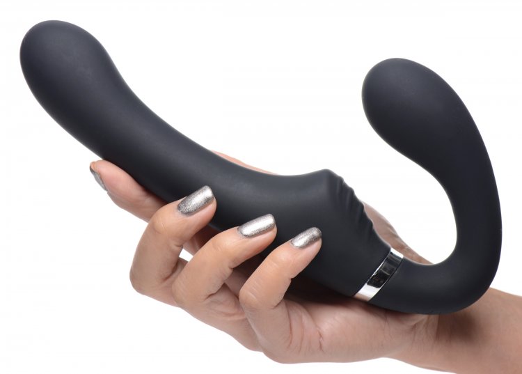 STRAP U MIGHTY RIDER 10X VIBRATING STRAPLESS STRAP-ON BLACK