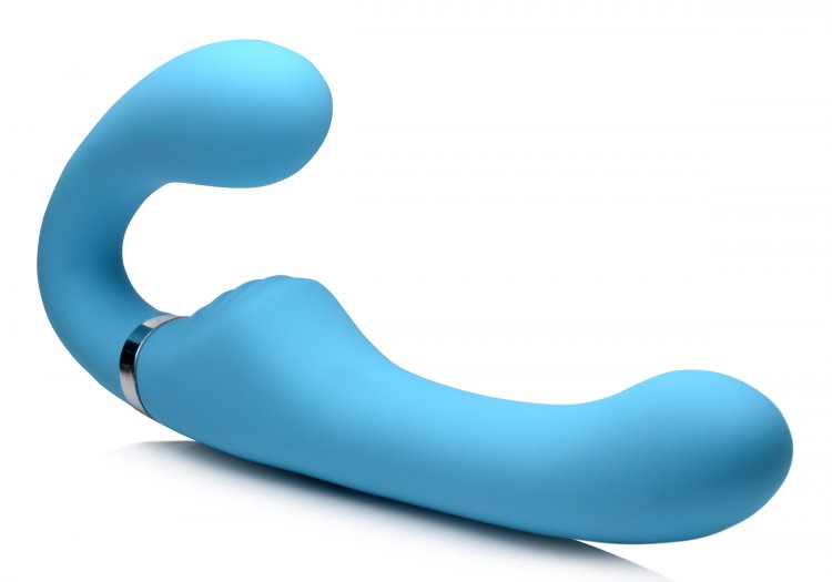 STRAP U MIGHTY RIDER 10X VIBRATING STRAPLESS STRAP-ON BLUE