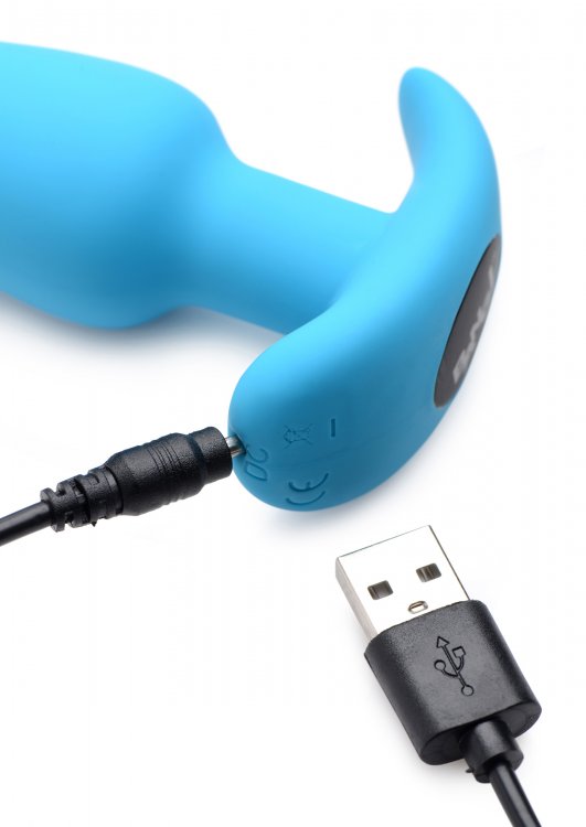BANG! 21X VIBRATING SILICONE BUTT PLUG W/ REMOTE BLUE
