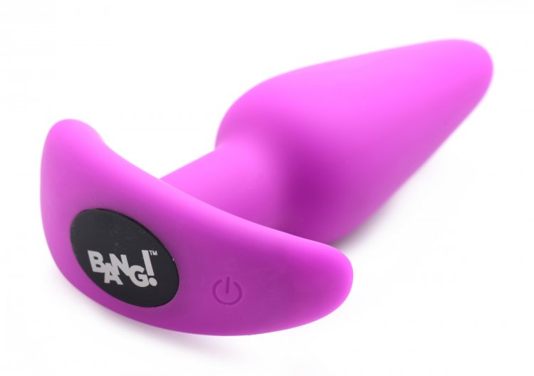 BANG! 21X VIBRATING SILICONE BUTT PLUG W/ REMOTE PURPLE