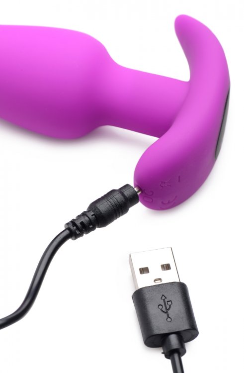BANG! 21X VIBRATING SILICONE BUTT PLUG W/ REMOTE PURPLE