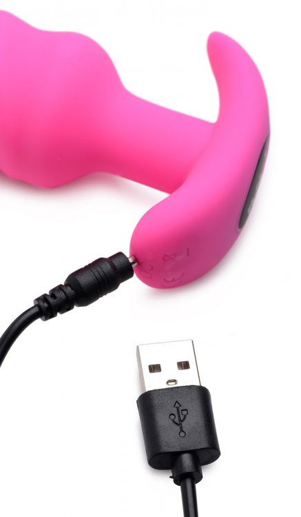 BANG! 21X VIBRATING SILICONE SWIRL BUTT PLUG W/ REMOTE PINK