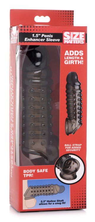 SIZE MATTERS 1.5IN PENIS ENHANCER SLEEVE SMOKE